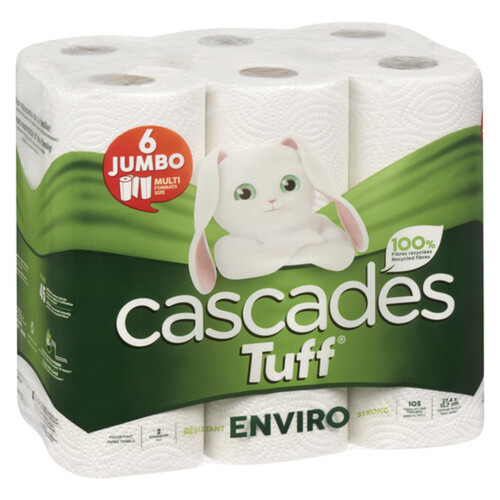 Cascades Tuff Paper Towels Jumbo 2-Ply 6 Rolls x 105 Sheets