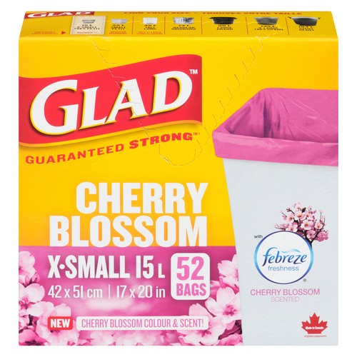 Glad Garbage Bags Cherry Blossom X-Small 15 L 52 Bags