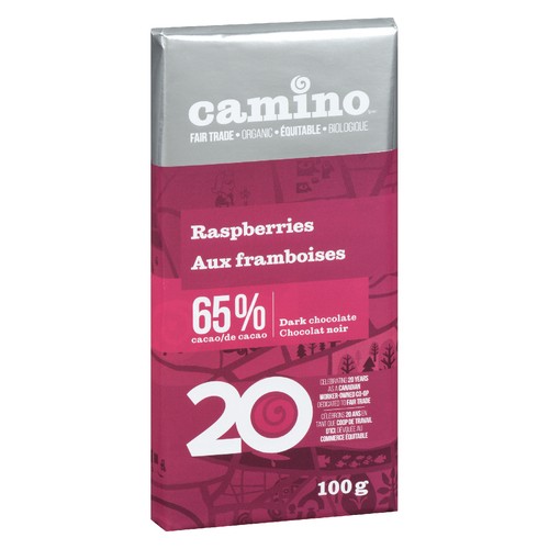 Camino Organic Dark Chocolate Bar Raspberries 100 g