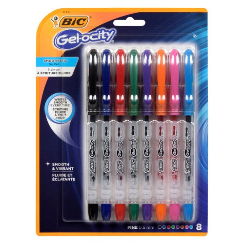 Bic Fine Assorted Blue 0.5mm Gelocity Stick 8 Pens