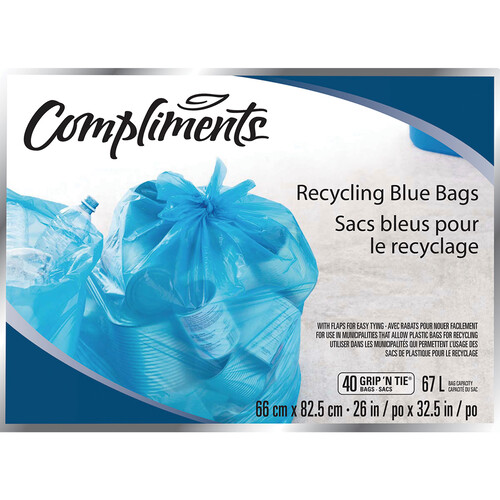 Compliments Recycling Bags Blue 67 L 40 Bags