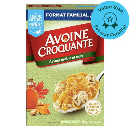 Oatmeal Crisp Cereal Maple Nut High Fibre Family Size 619 g Voilà