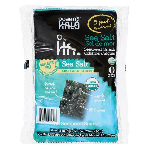 Ocean's Halo Seaweed Snack Sea Salt 5 Pack 20 g