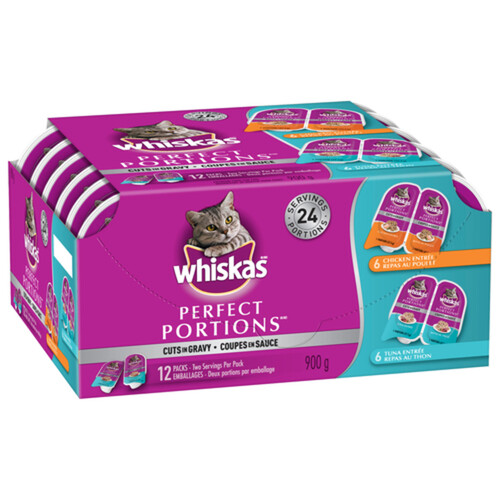 Whiskas Perfect Portions Wet Cat Food Cuts in Gravy Chicken & Tuna Multipack 12 x 75 g