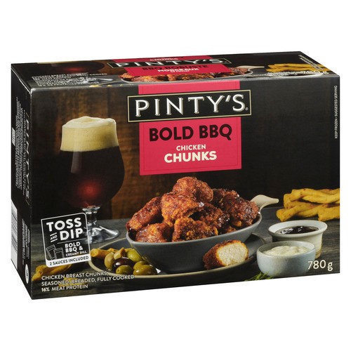 Pinty's Frozen Seasoned And Breaded Chicken Breast Chunks Bold BBQ 780 g