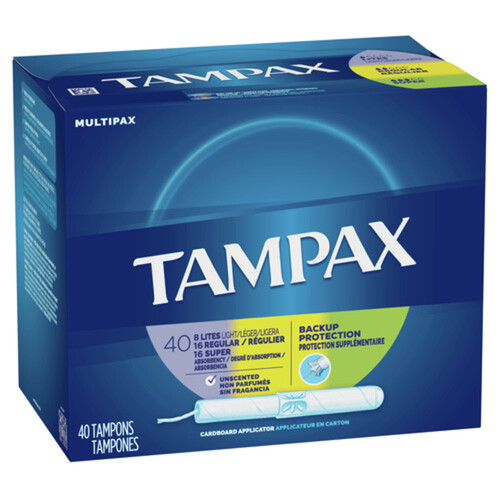 Tampax Cardboard Applicator Multipax Tampons Unscented 40 Count