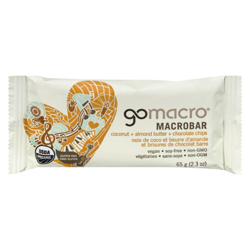 GoMacro Gluten-Free Vegan Macrobar Coconut & Almond Butter + Chocolate Chips 65 g