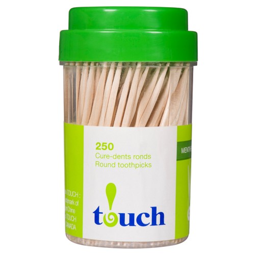 Touch Round Toothpicks Mint 250 EA