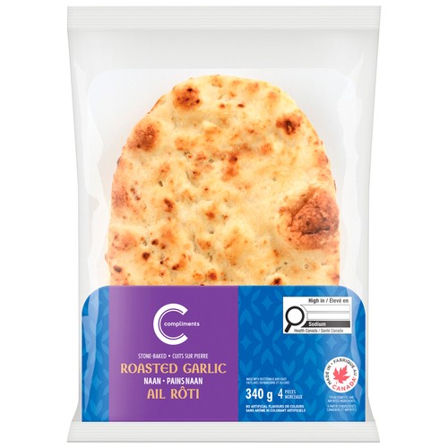 Compliments Naan Roasted Garlic 340 g