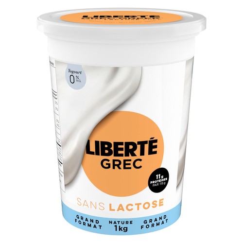 Liberté Grec Yogourt 0 % nature élevée en protéines sans lactose 1 kg