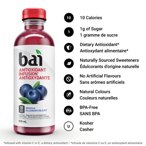 Bai Antioxidant Infusion Beverage Brasilia Blueberry 530 ml (bottle)