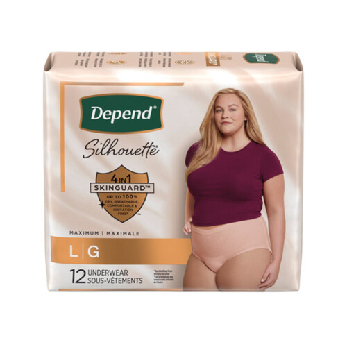 Depend Silhouette Female Incontinence Underwear Pink Large 12 Count