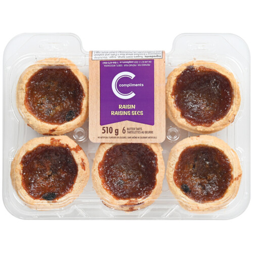 Compliments Butter Tarts Raisin 510 g (frozen)