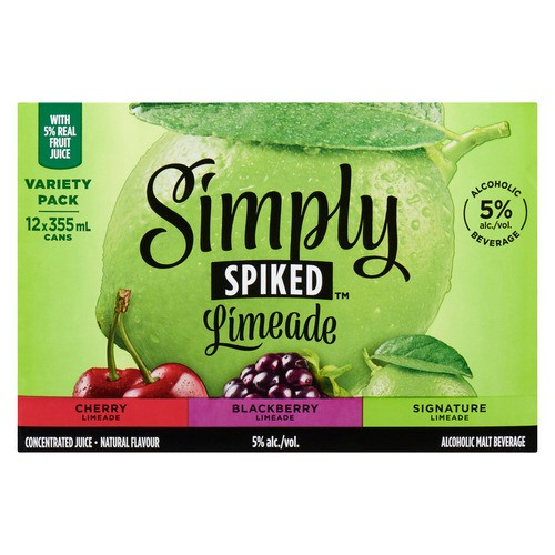 Simply Spiked Alcoholic Malt Beverage Limeade Variety Pack 12 x 355 ml (cans)