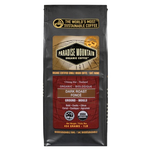 Paradise Mountain Organic Ground Coffee Dark Roast 454 g