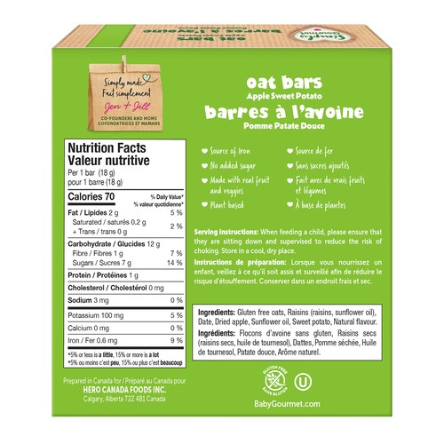 Baby Gourmet Oat Bars Apple Sweet Potato 90 g