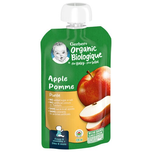 Gerber Organic Baby Food Purée Apple 128 ml