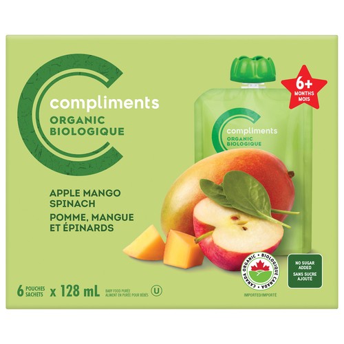Compliments Organic Puree Apple Mango Spinach 6 x 128 ml