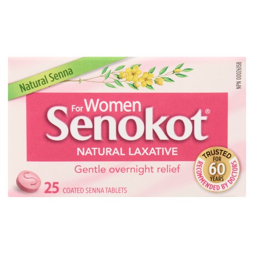 Senokot Natural Laxative For Women Coated Senna Tablets 25 Count