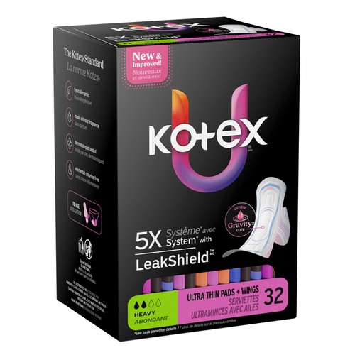 Kotex Ultra Thin Pads With Wings Heavy Absorbency 32 Count