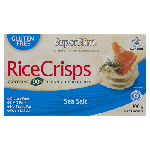 Want Want Super Slim Gluten-Free Rice Crisps Sea Salt 100 g