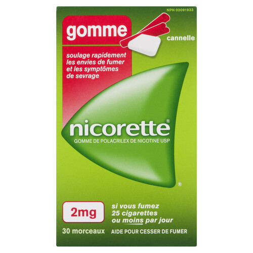 Nicorette Cinnamon Gum 2 mg 30 Pieces