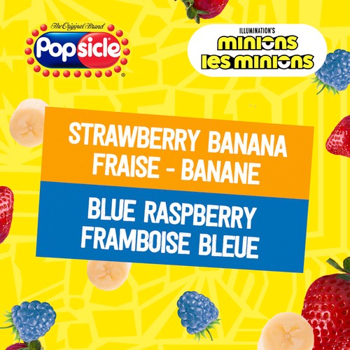 Popsicle Minions Ice Pops Strawberry, Banana & Blue Raspberry 6 x 60 ml