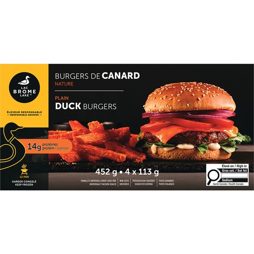 Brome Lake Ducks Frozen Duck Burgers Plain 452 g