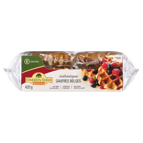 Oakrun Farms Bakery Frozen Waffles Belgium 6 Pack 420 g