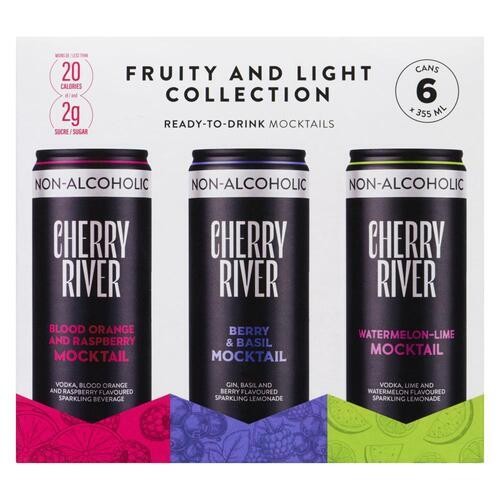 Cherry River Non Alcoholic Mocktails Fruity & Light Collection 6 x 355 ml (cans)