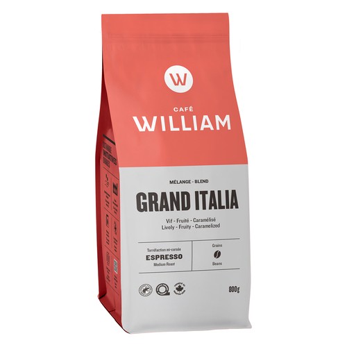 Café William Whole Bean Coffee Espresso Grand Italia Medium Roast 800 g