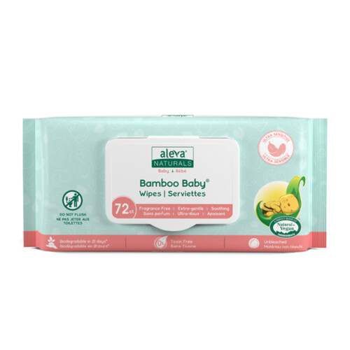 Aleva Naturals Baby Wipes Bamboo Sensitive 72 Count