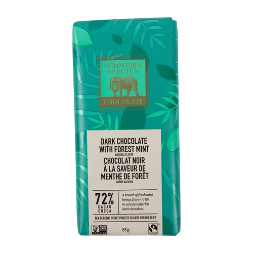 Endangered Species Vegan Dark Chocolate & Mint Chocolate Bar 85 g