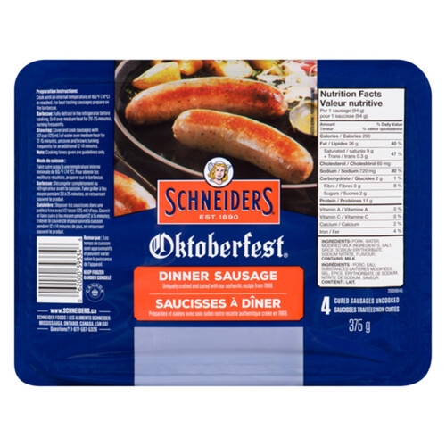 Schneiders Frozen Oktoberfest Dinner Sausage 375 g