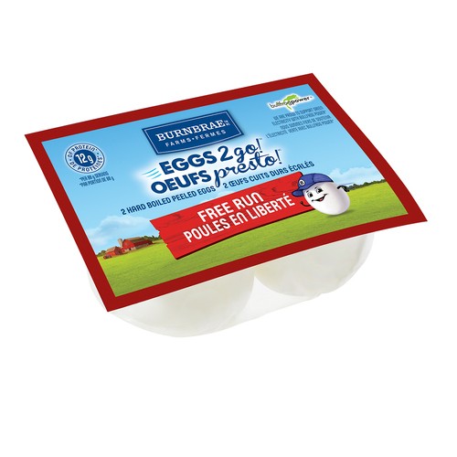 Burnbrae Farms EGGS2go! 2 Hard Boiled Peeled Eggs Free Run 88 g