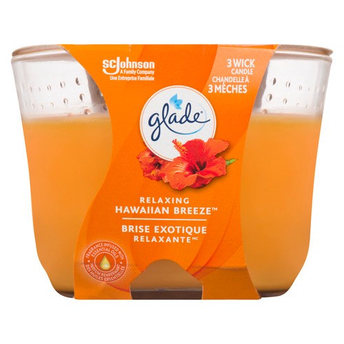 Glade 3 Wick Candle Jar Relaxing Hawaiian Breeze 1 Count