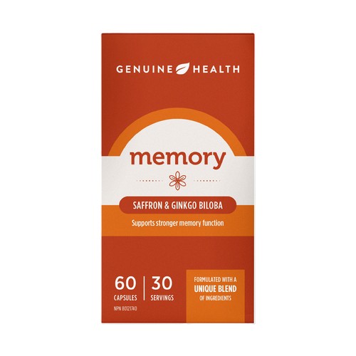 Genuine Health Memory Supplements Saffron & Ginkgo Biloba 60 Count