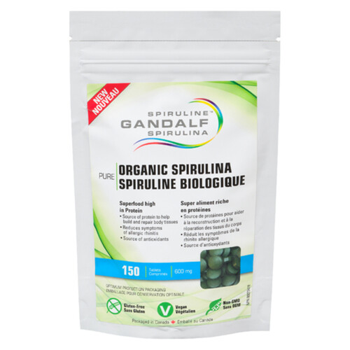 Gandalf Spirulina Pure Organic Spirulina 600 mg Tablets 150 Count 