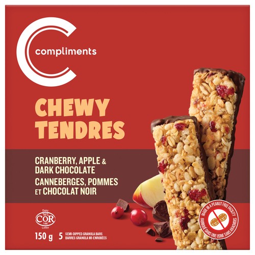 Compliments Chewy Granola Bars Cranberry Apple And Dark Chocolate 150 g