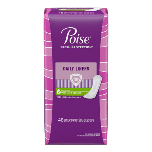 Poise Very Light Absorption Panty Liners Regular length 48 Count - Voilà  Online Groceries & Offers