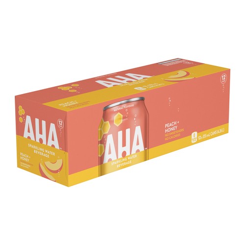 Aha Sparkling Water Peach Honey Fridge Pack 12 x 355 ml (cans)