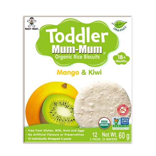 Hot-Kid Toddler Mum-Mum Organic Rice Biscuits Mango & Kiwi 60 g