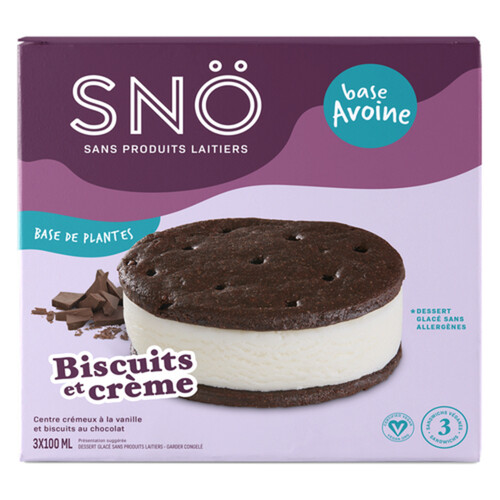 Sno Gluten-Free  Frozen Dessert  Cookie and Cream Chocolate Frenzy 3 x 100 ml
