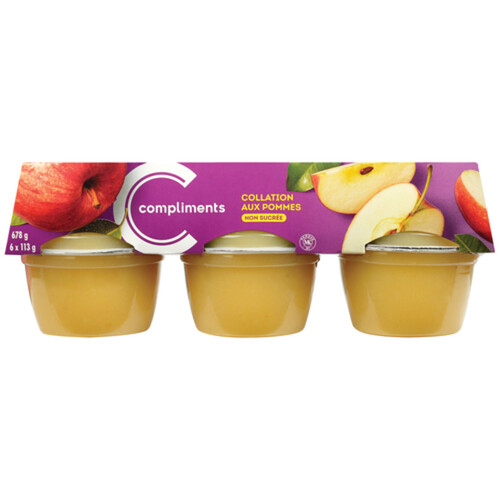 Compliments Apple Snack Cups Unsweetened 6 x 113 g