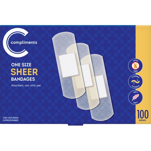 Compliments Sheer Bandages One Size 100 Count