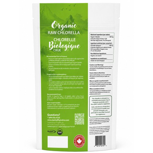 Gandalf Organic Pure Raw Chlorella Tablets 600 mg 150 Count