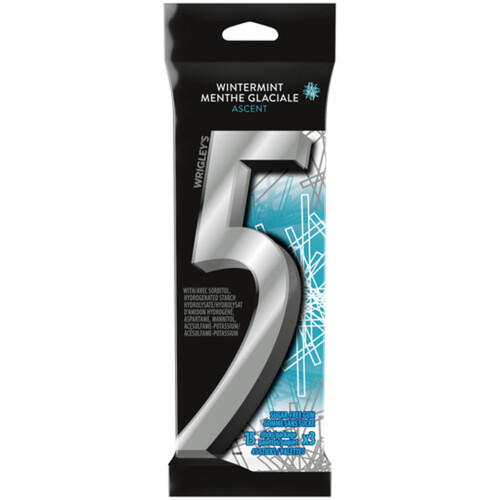 5 Gum Wintermint-Ascent Sugar Free Chewing Gum 15 Sticks 3 Packs
