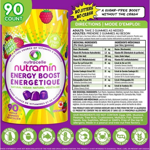 Nutramin Energy Boost Vegan Gummies 90 Count