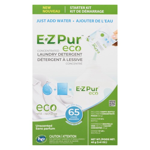 EZ Pur Laundry Detergent Starter Kit Unscented 65 Loads 40 g 