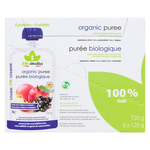 Bioitalia Organic Puree Apple Black Currant  6 x 120 g